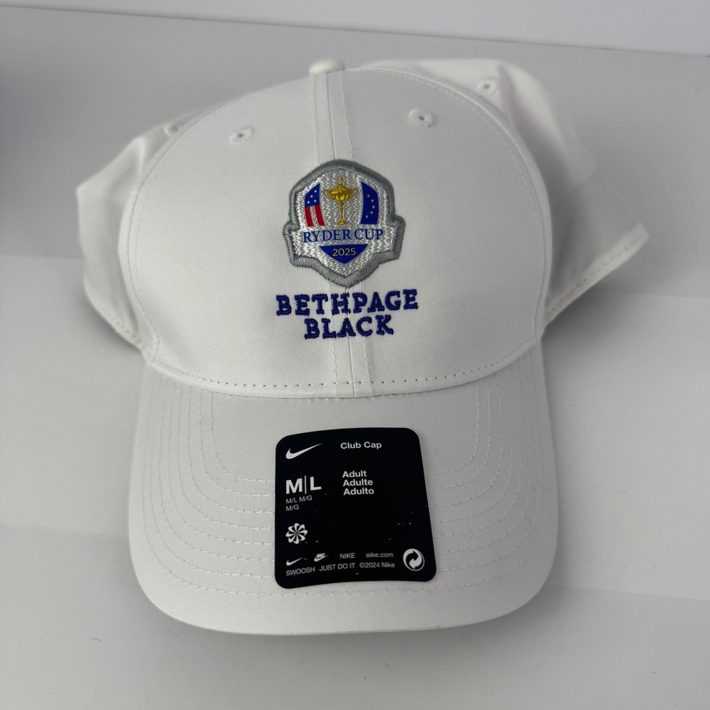 Nike 2025 Ryder Cup Bethpage Black Dri-FIT Club Cap Hat White M/L FB6452 NEW
